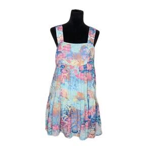 The Impeccable Pig Multicolor Tiered Wide Straps Smocked Mini Dress Size Medium